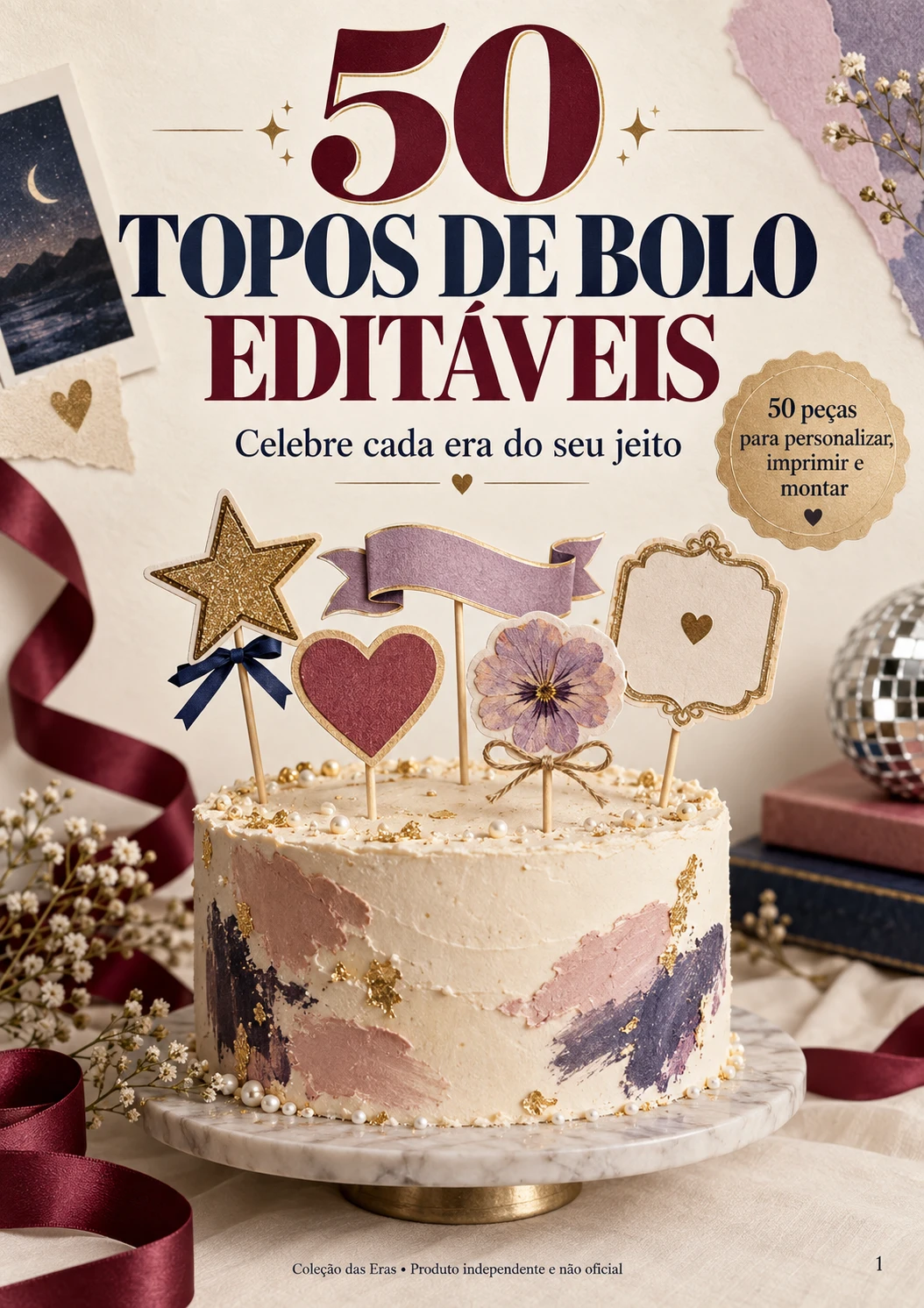 Capa dos Topos de Bolo Editáveis