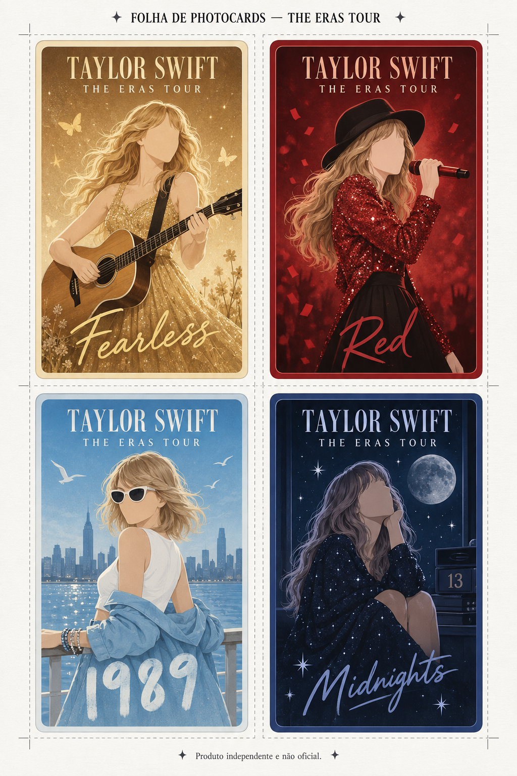 Folha de Photocards das Eras com Taylor